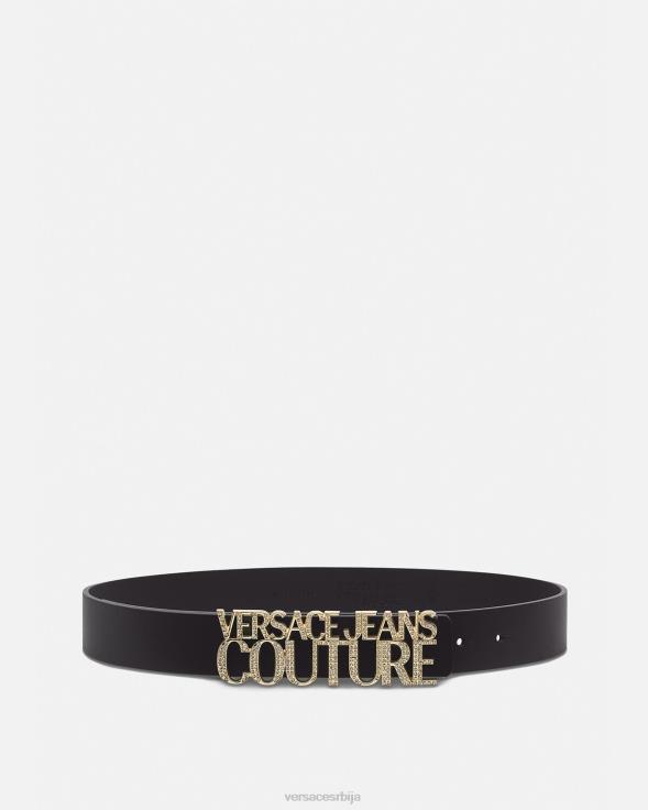 Жене Versace црн кожни ремен са логотипом Прибор 2DJLH2338
