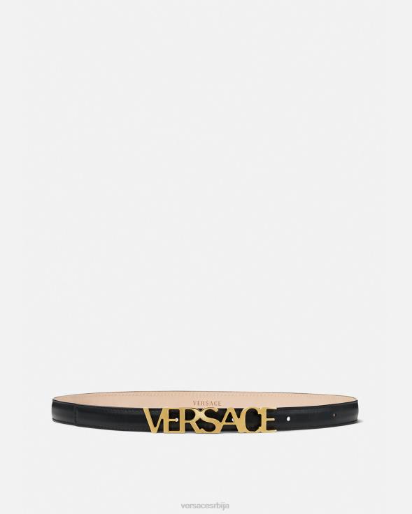 Жене Versace црн лого танки кожни каиш Прибор 2DJLH538