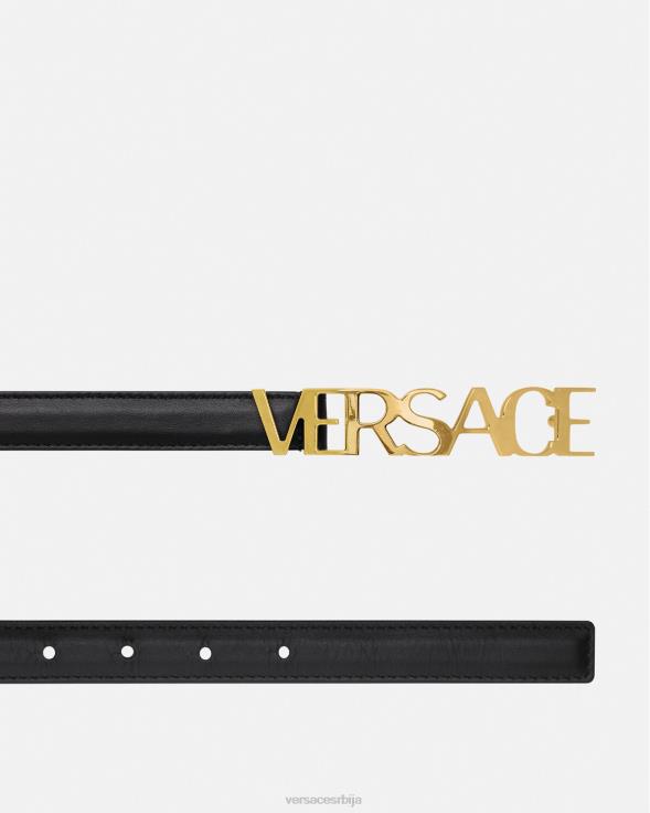Жене Versace црн лого танки кожни каиш Прибор 2DJLH538