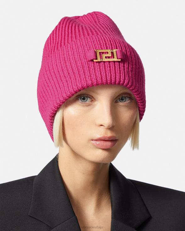 Жене Versace фуксија греца ребраста капа Прибор 2DJLH877