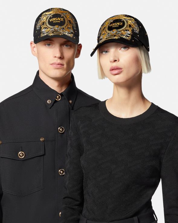 Жене Versace црн барокна кристална бејзбол капа Прибор 2DJLH908