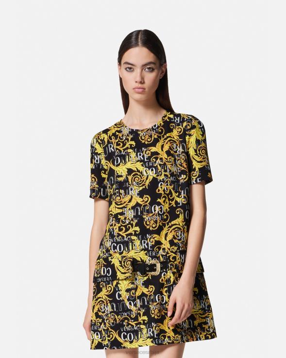 Жене Versace црно злато лого цоутуре мини хаљина одећу 2DJLH2189