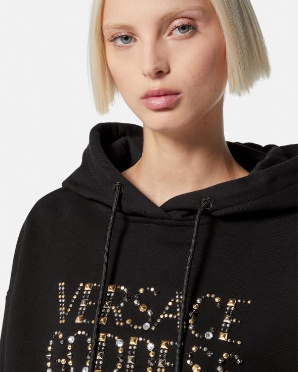 Жене Versace црн дуксерица са капуљачом са богињом одећу 2DJLH145