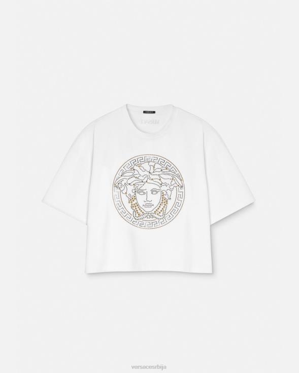 Жене Versace бео Цроп топ медуза са шипцима одећу 2DJLH154