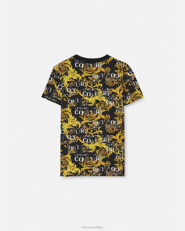 Жене Versace црно злато лого цоутуре мајица одећу 2DJLH2222