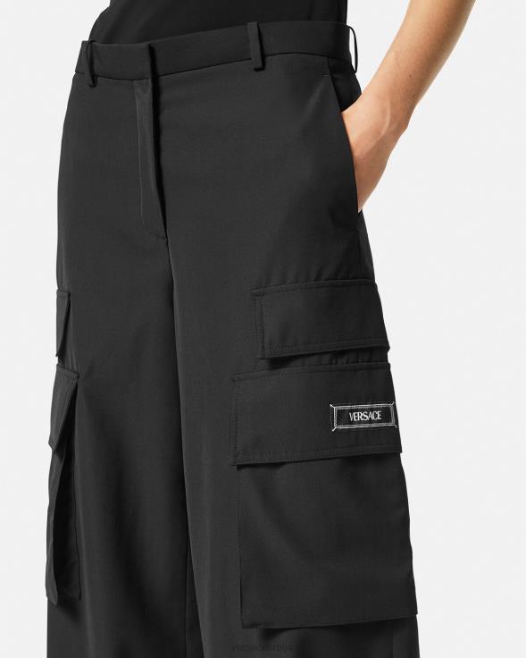 Жене Versace црн широке карго панталоне одећу 2DJLH204