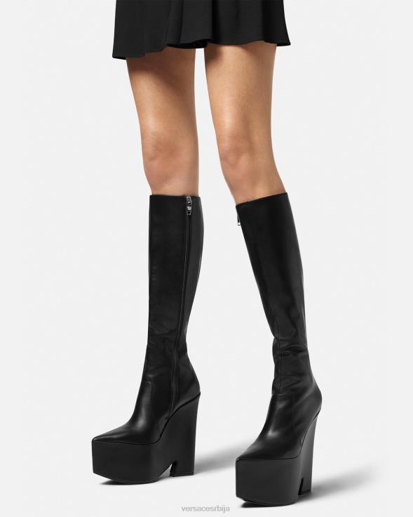 Жене Versace црн темпест чизме са платформом до колена ципела 2DJLH478
