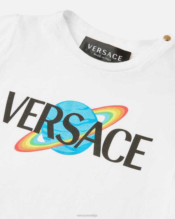деца Versace бело и штампано беби мајица са логом одећу 2DJLH1883