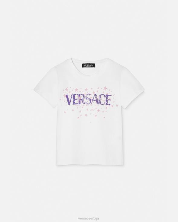 деца Versace бело и штампано мајица са логом звезда одећу 2DJLH1951