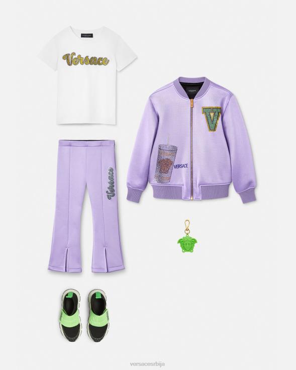 деца Versace лила панталоне са кристалним логотипом одећу 2DJLH2022
