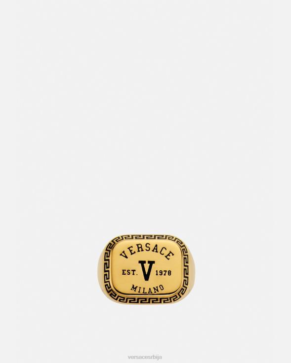 мушкарци Versace црно злато универзитетски лого прстен Прибор 2DJLH1699