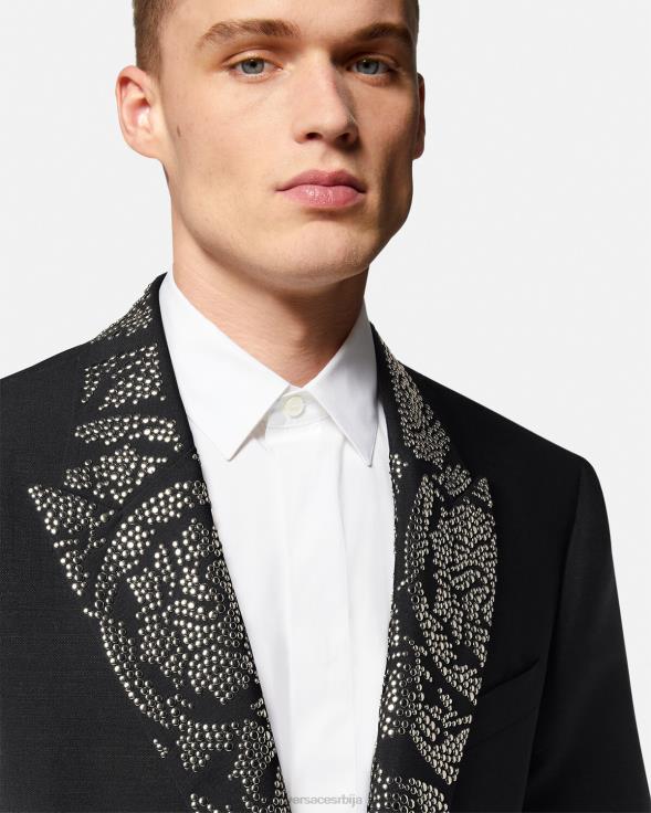 мушкарци Versace црн блејзер бароко силуете са клиновима одећу 2DJLH1275