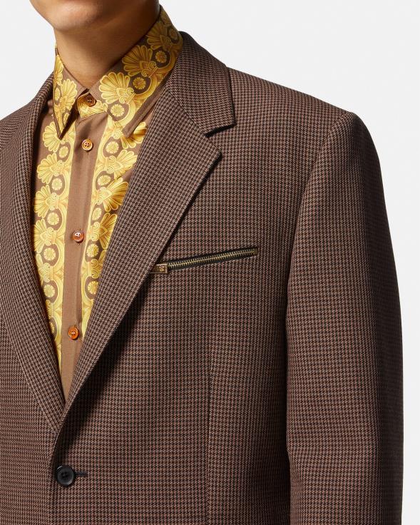 мушкарци Versace браон и златни бароццо 660 блејзер са псима одећу 2DJLH1279