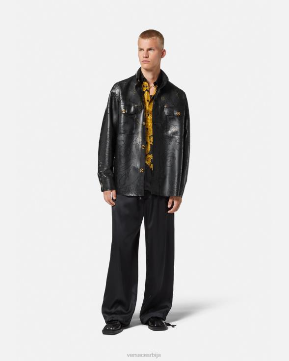 мушкарци Versace црн мајица од бароко латекса одећу 2DJLH1237
