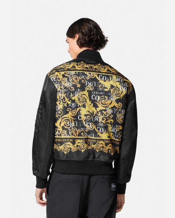 мушкарци Versace црно злато лого цоутуре бомбер јакна одећу 2DJLH2417