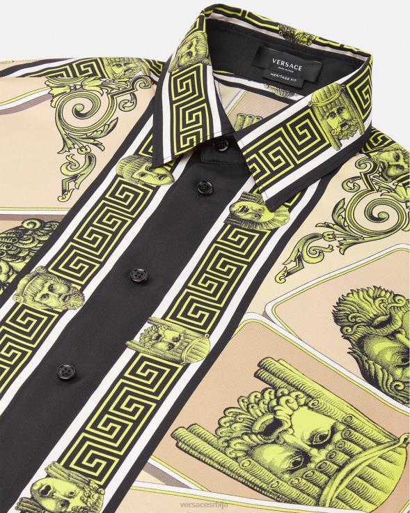 мушкарци Versace принт ле масцхере свилена кошуља одећу 2DJLH1306