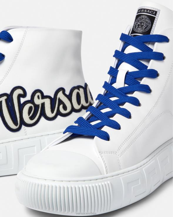 мушкарци Versace плаво бели универзитетске греца високе патике ципела 2DJLH1556